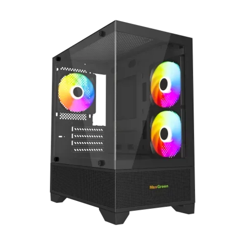 MaxGreen 350 Mid-Tower M-ATX Gaming Case With 3 ARGB Fan